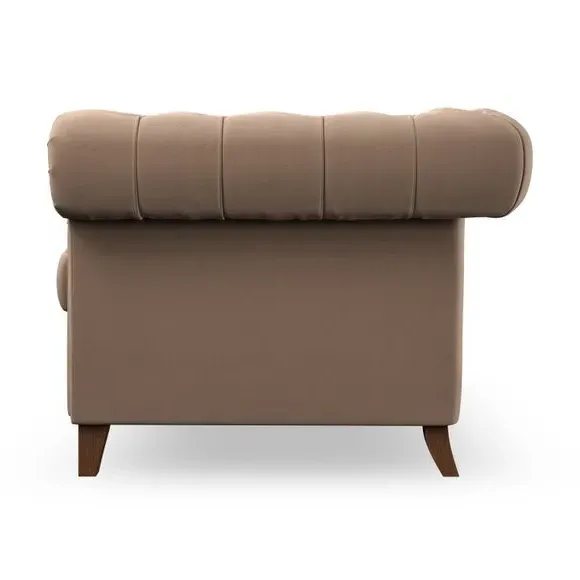 Chesterfield Snuggle Chair - Taupe, Velvet