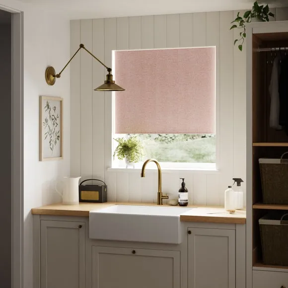 Chevron Blackout Roller Blind - Blush, Polyester