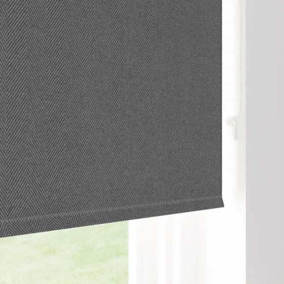 Chevron Blackout Roller Blind - Charcoal, Polyester