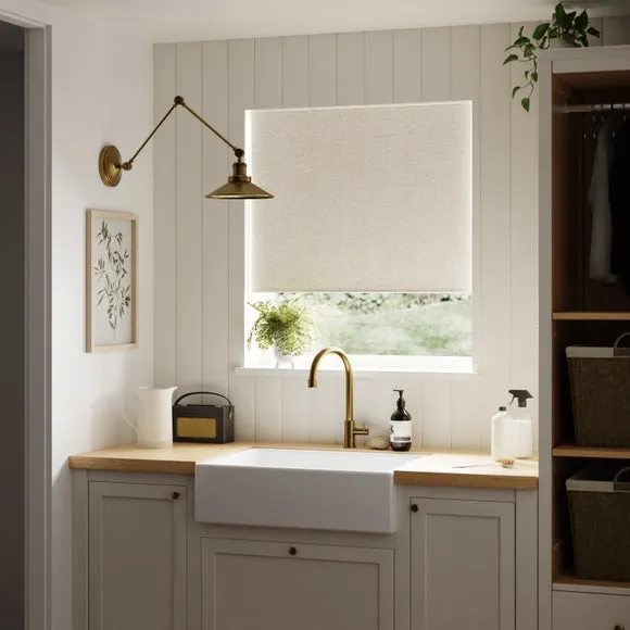 Chevron Blackout Roller Blind - Mushroom, Polyester