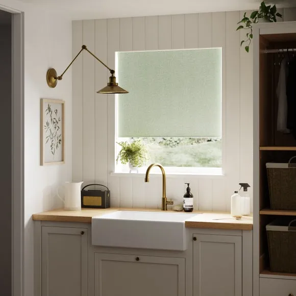 Chevron Blackout Roller Blind - Sage, Polyester