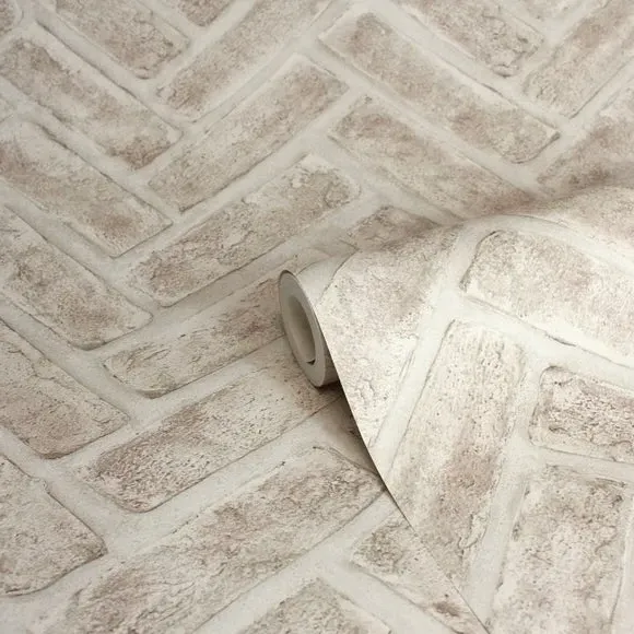 Chevron Brick Wallpaper - Natural