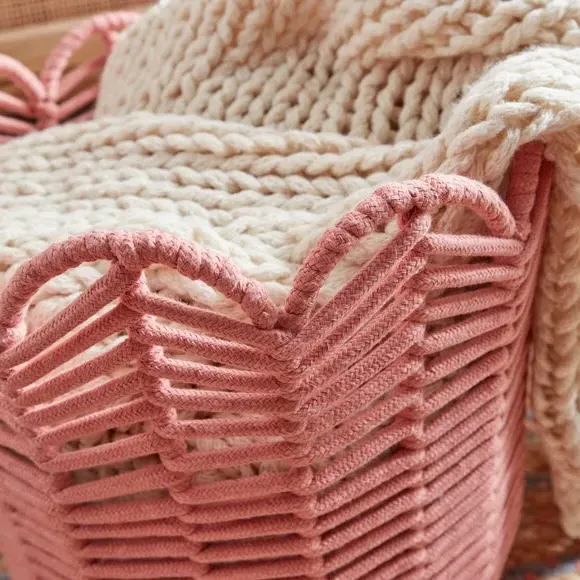 Chevron Storage Basket - Pink, Rope