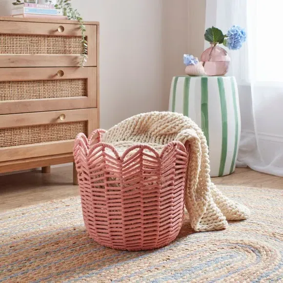 Chevron Storage Basket - Pink, Rope