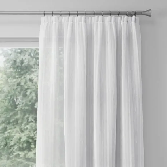 Chevron Voile Curtains Made to Measure - White