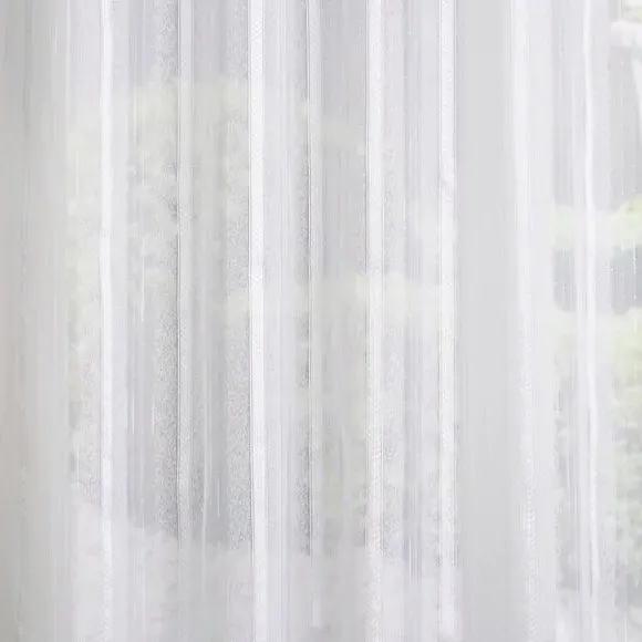 Chevron Voile Curtains Made to Measure - White