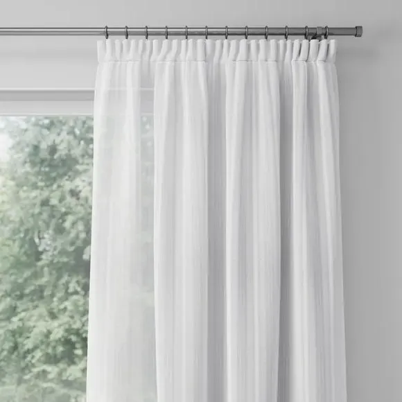 Chevron Voile Curtains Made to Measure - White