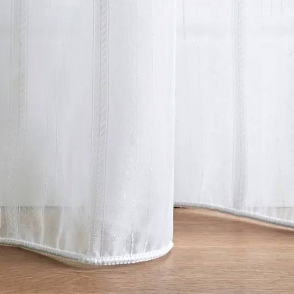 Chevron Voile Curtains Made to Measure - White