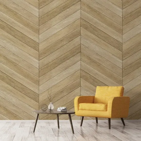 Chevron Wall Mural - Natural, Wood Design image