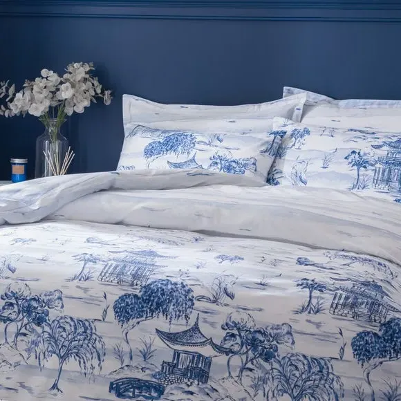 Chinoiserie Duvet Cover Set - Blue, Polycotton