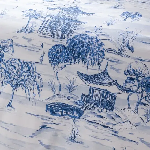 Chinoiserie Duvet Cover Set - Blue, Polycotton
