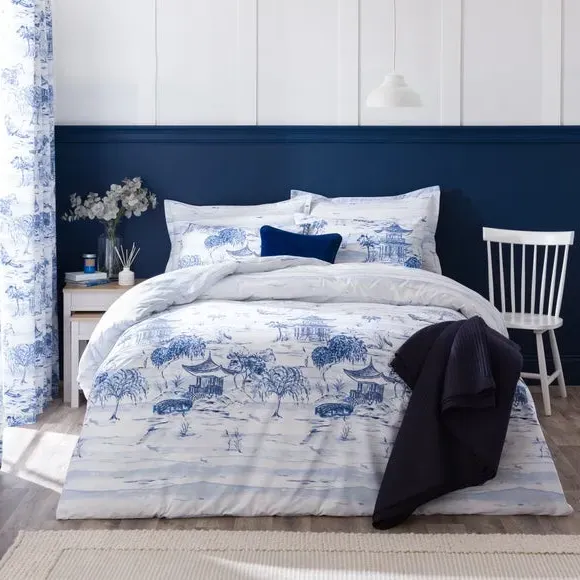 Chinoiserie Duvet Cover Set - Blue, Polycotton