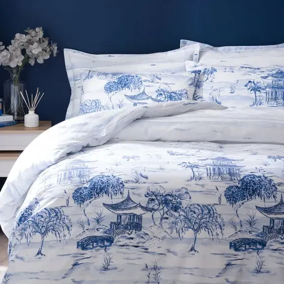 Chinoiserie Duvet Cover Set - Blue, Polycotton