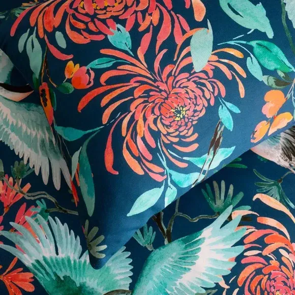 Chinoiserie Duvet Cover Set - Navy, Cotton