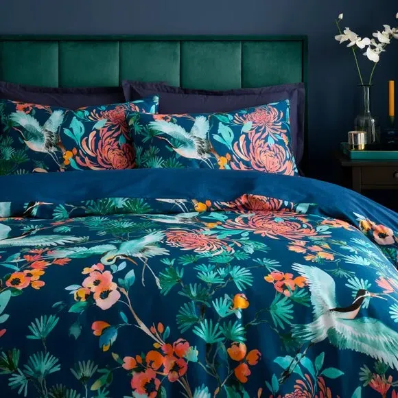 Chinoiserie Duvet Cover Set - Navy, Cotton