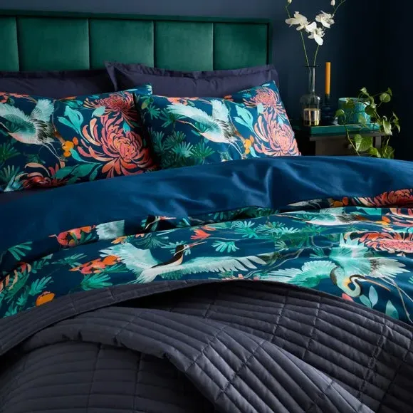 Chinoiserie Duvet Cover Set - Navy, Cotton
