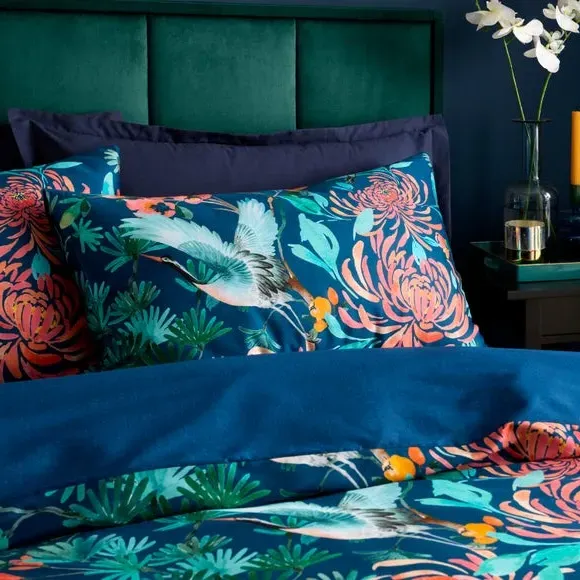 Chinoiserie Duvet Cover Set - Navy, Cotton