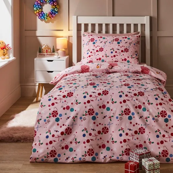 Christmas Ballerina Quilt Cover Set - Pink