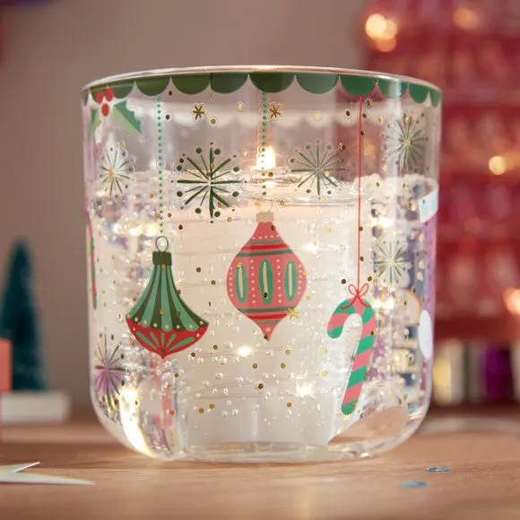 Christmas Bauble LED Jar Candle - Clear Glass