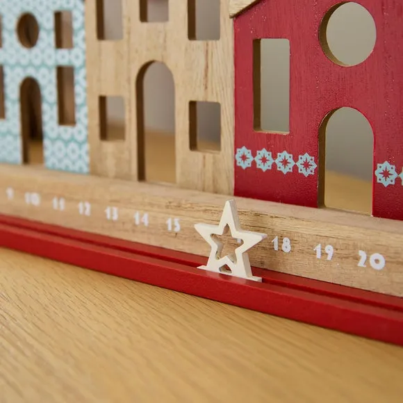 Christmas Countdown House Decoration - Red, Wood