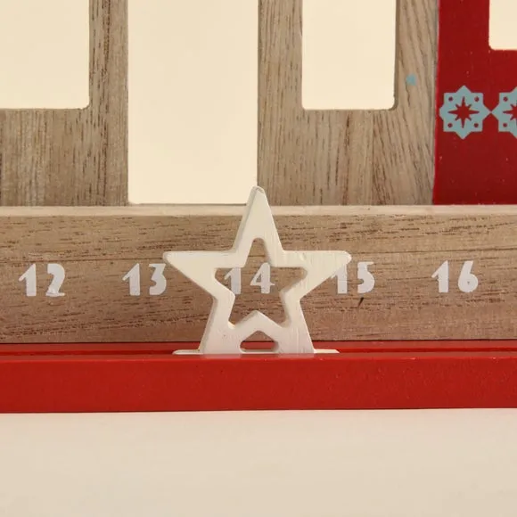 Christmas Countdown House Decoration - Red, Wood