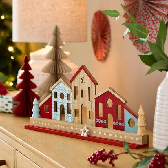 Christmas Countdown House Decoration - Red, Wood image