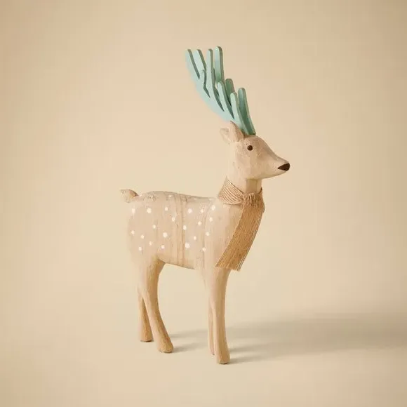Christmas Deer Ornament - Natural, Wood