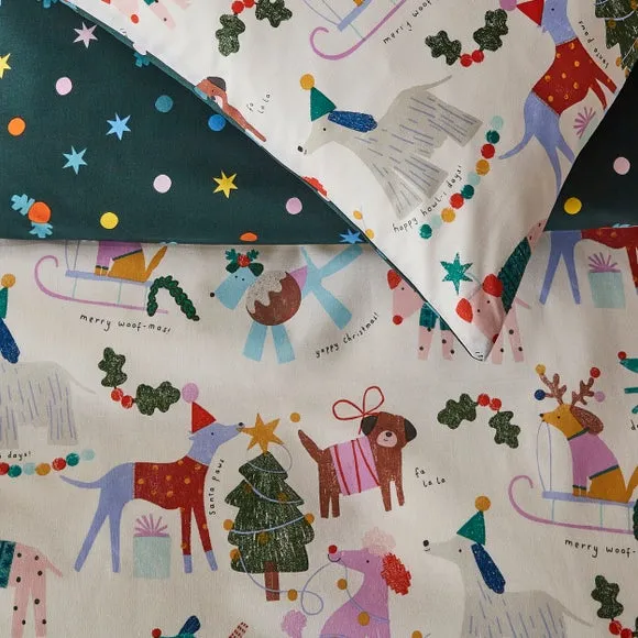 Christmas Dogs Quilt Cover Set - Polycotton