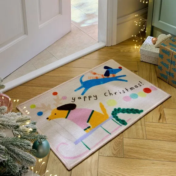 Christmas Doormat with Dog Design - Multicolor image