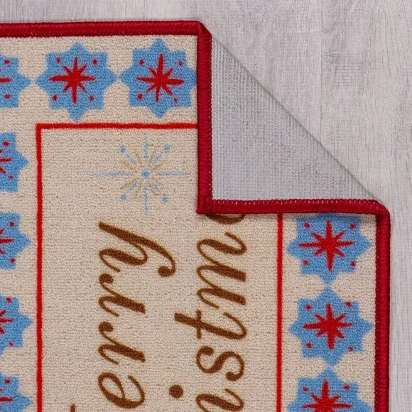 Christmas Doormat with Star Border - Multicolor