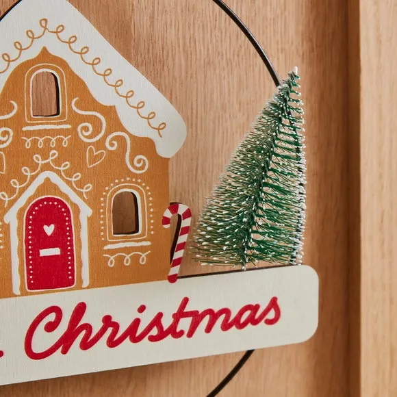 Christmas Hoop Wreath with Gingerbread - Multicolor