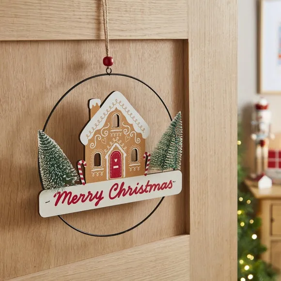Christmas Hoop Wreath with Gingerbread - Multicolor image