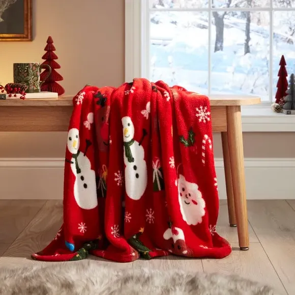Christmas Printed Throw Blanket - Red, Fleece image
