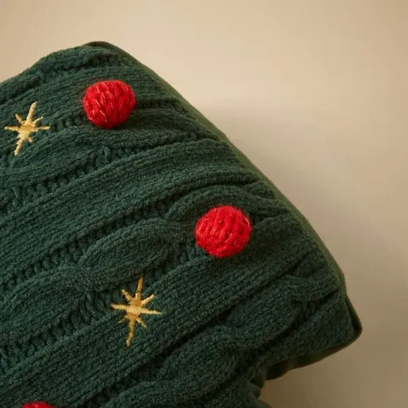 Christmas Tree Shaped Cushion - Green, Polyester