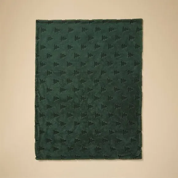 Christmas Tree Throw Blanket - Green, Faux Fur