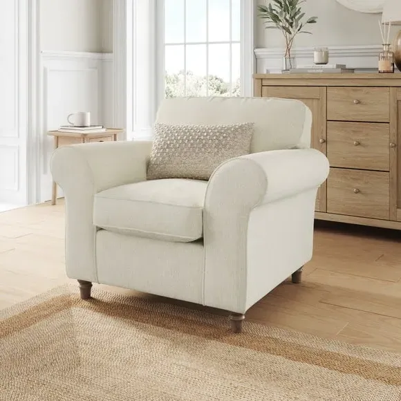 Chunky Chenille Armchair - White Sand
