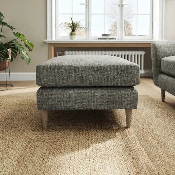 Chunky Chenille Footstool - Charcoal