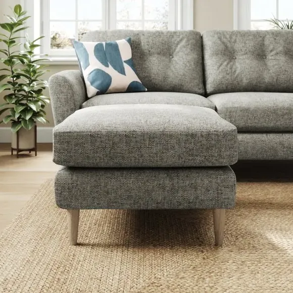 Chunky Chenille Footstool - Charcoal