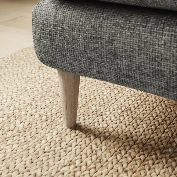 Chunky Chenille Footstool - Charcoal
