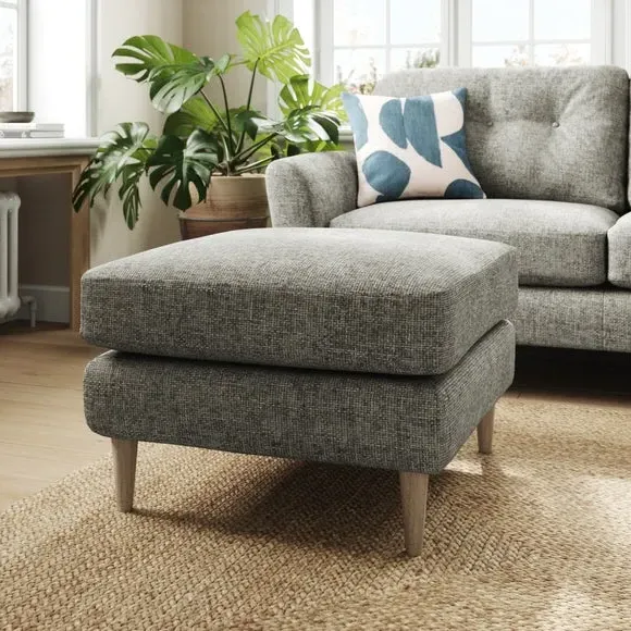 Chunky Chenille Footstool - Charcoal image