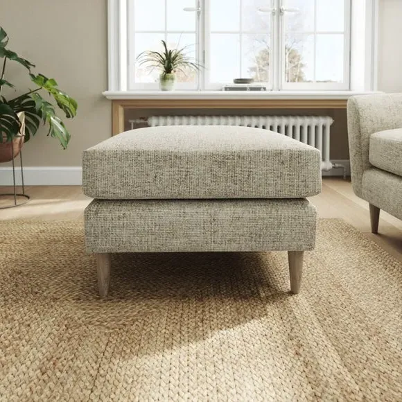 Chunky Chenille Footstool - Mushroom