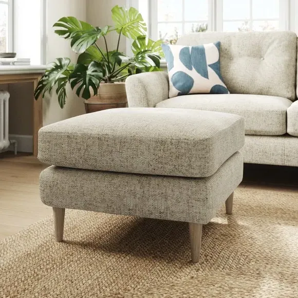 Chunky Chenille Footstool - Mushroom