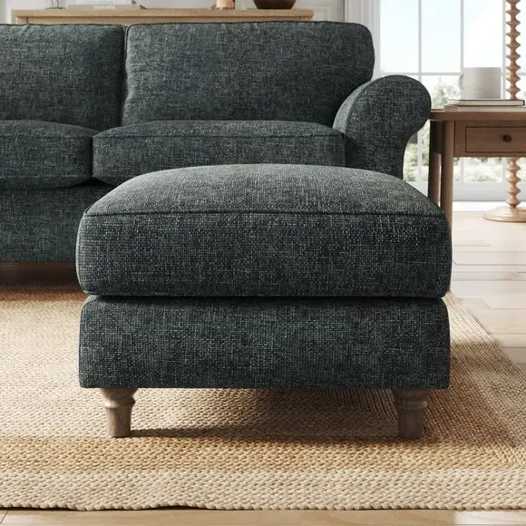 Chunky Chenille Footstool - Navy