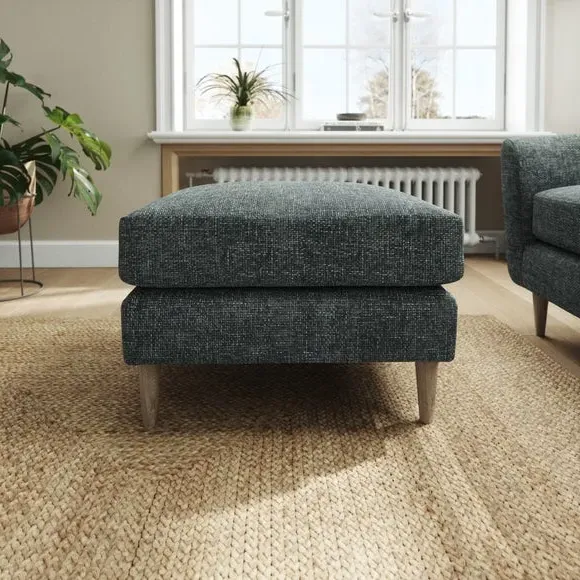 Chunky Chenille Footstool - Navy