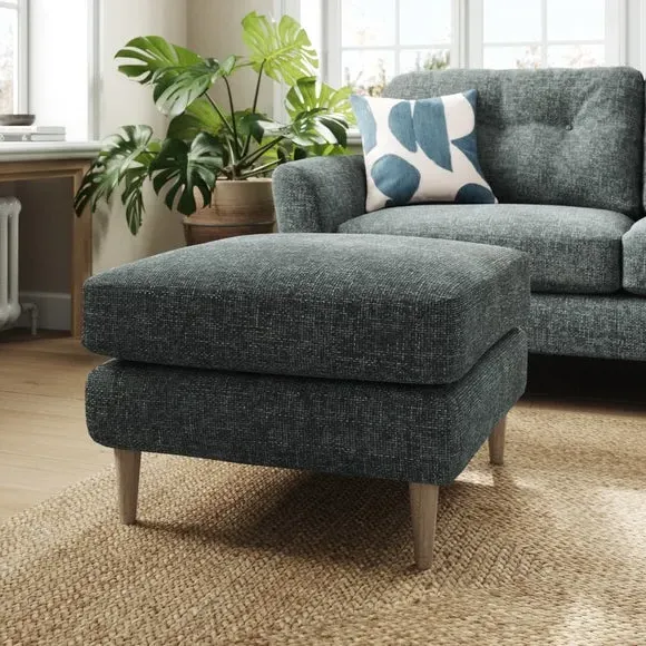 Chunky Chenille Footstool - Navy