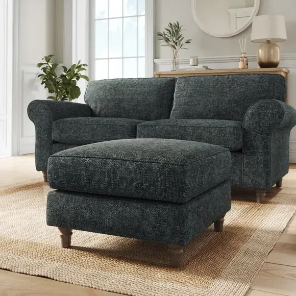 Chunky Chenille Footstool - Navy