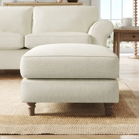Chunky Chenille Footstool - White Sand