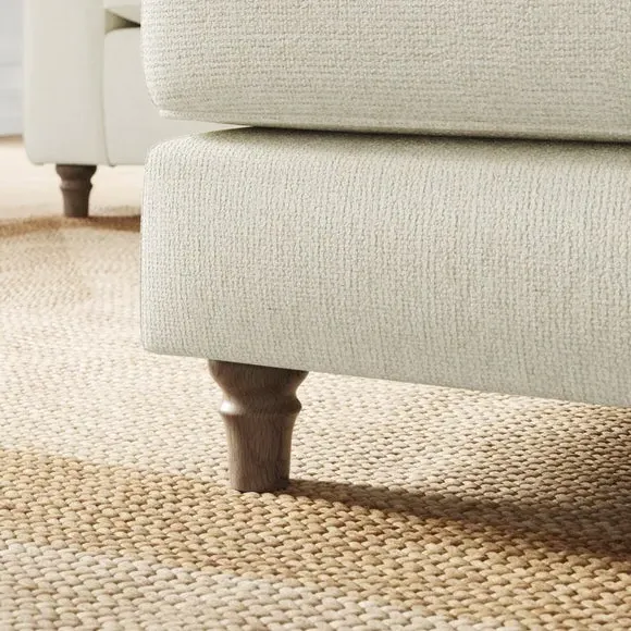 Chunky Chenille Footstool - White Sand