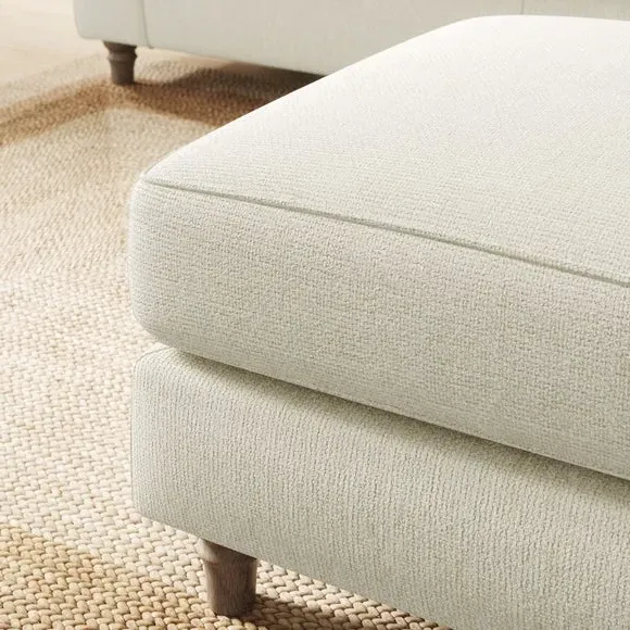 Chunky Chenille Footstool - White Sand