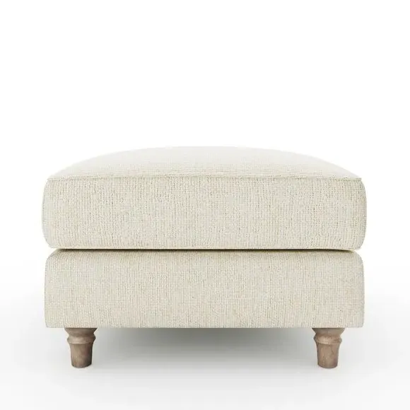 Chunky Chenille Footstool - White Sand
